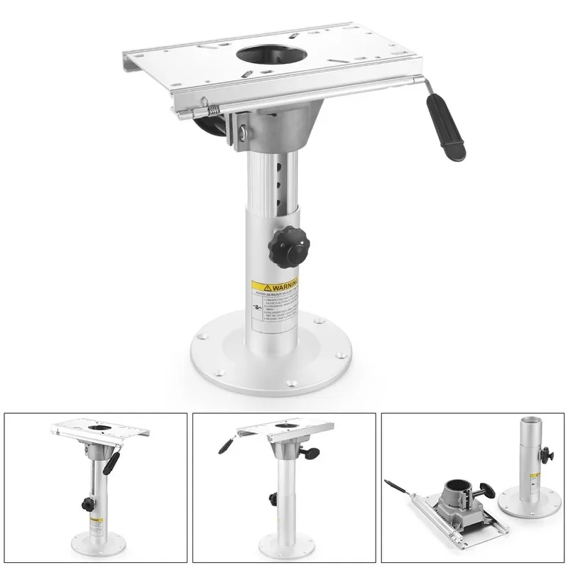Adjustable Height Aluminum Boat Seat Pedestal with Slide - Locking Boat Chair Base 13 to 19 Inch Height Range