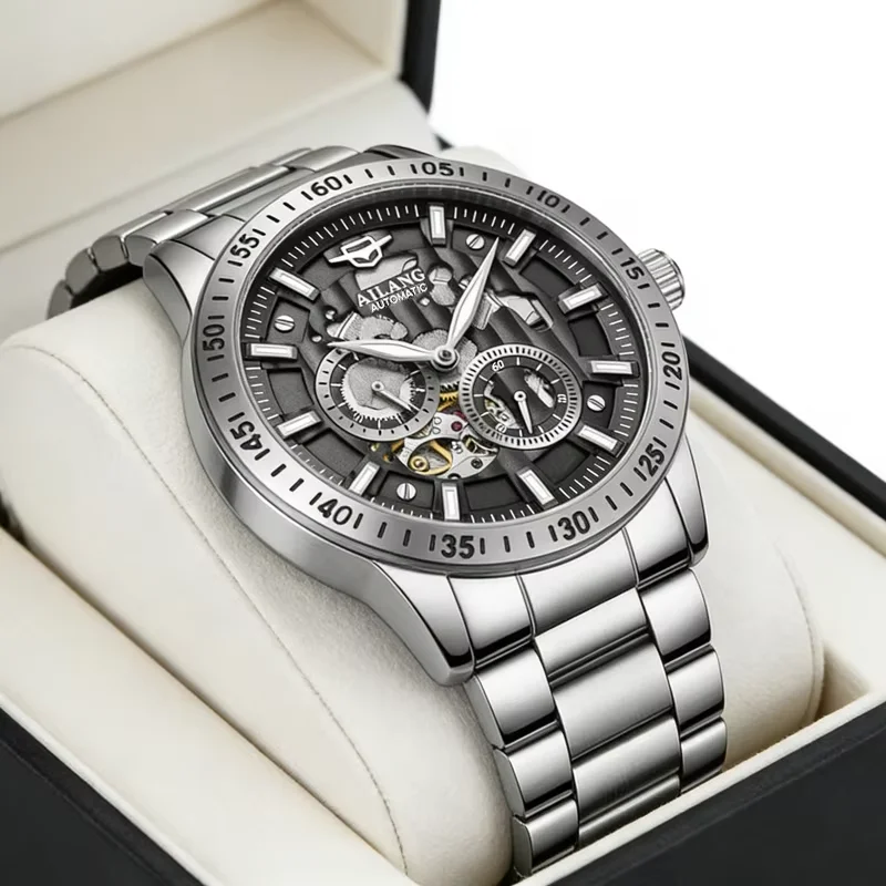 

AILANG Fashion Men Watch Waterproof Luminous Hollow Tourbillon Male Clock Automatic Mechanical Stainless Steel Men's Watches
