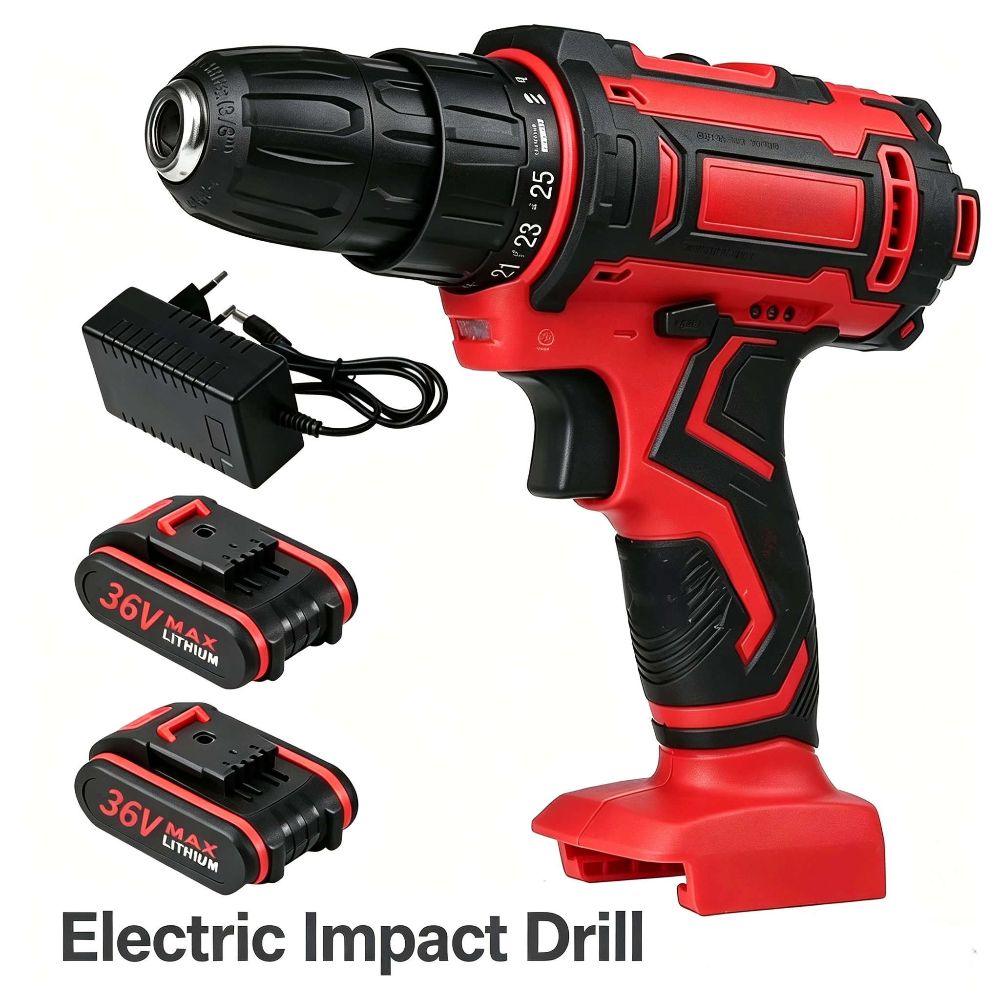 36V 1000W Electric Impact Drill 3 in 1 Electric Cordless Lithium-Ion Battery Mini Electric Power Screwdriver 2 Speed Power Tools