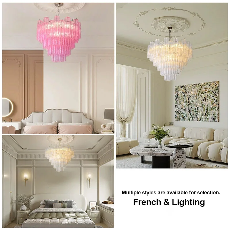 Modern Custom Lamp Large Indoor Art Flower Design Decoration  Pendant Light  Glass Chandelier for Living Room Staircase