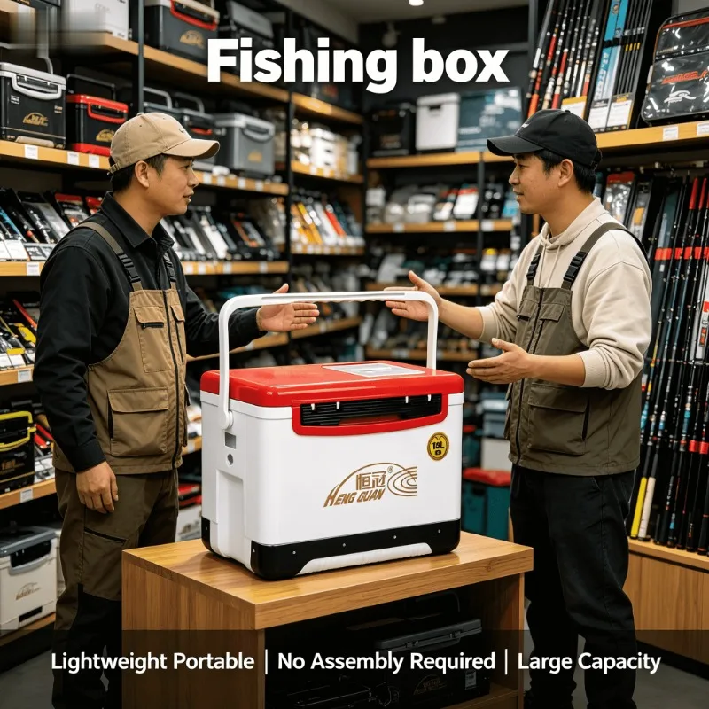 Caja Refrigeradora Portátil Aislada de 18L, Multifuncional, para Pesca, con Asiento y Almacenamiento, Caja de Hielo para Equipo de Pesca