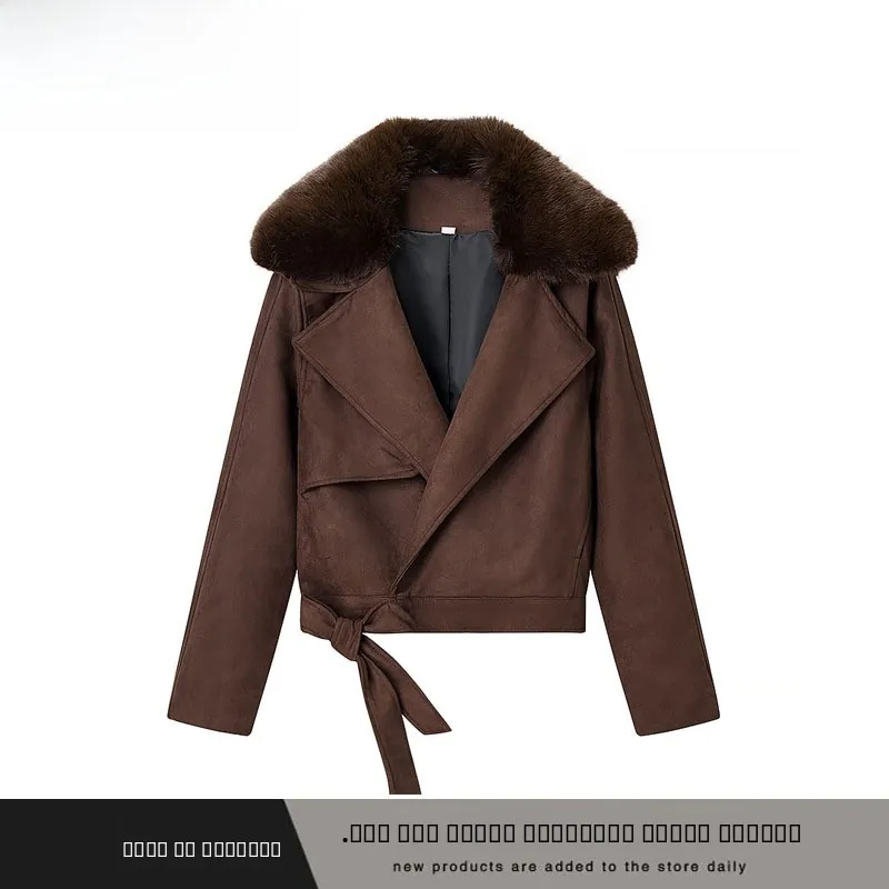 Faionable انفصال الفراء طوق مربوط طويل Sve ملابس خارجية جديدة الخريف الشتاء المرأة الشارع Sle ثي ألياف البوليستر #1