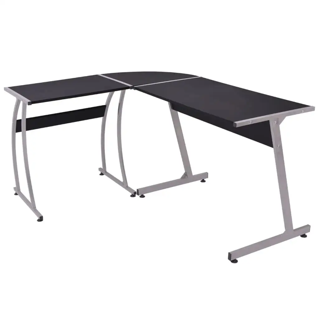 

Modern L-Shaped Black Corner Desk for Home Office - Space-Saving Design