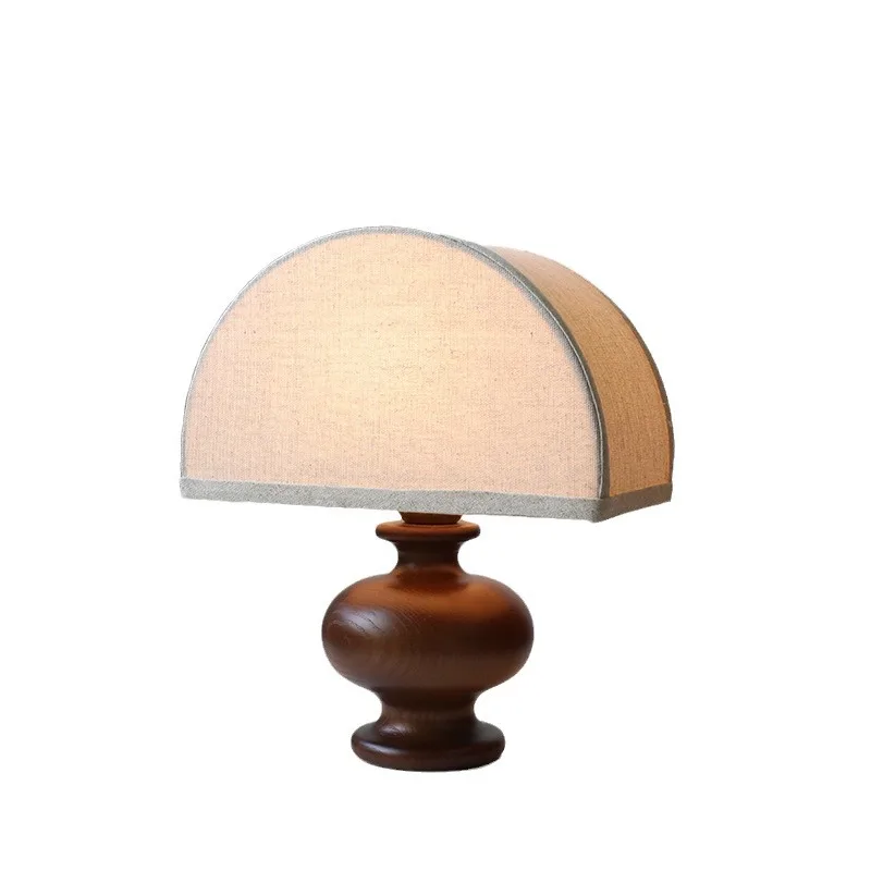 Medieval retro solid wood decoration bedroom bedside living room table lamp wabi sandy wind Xiaohongshu Internet celebrity