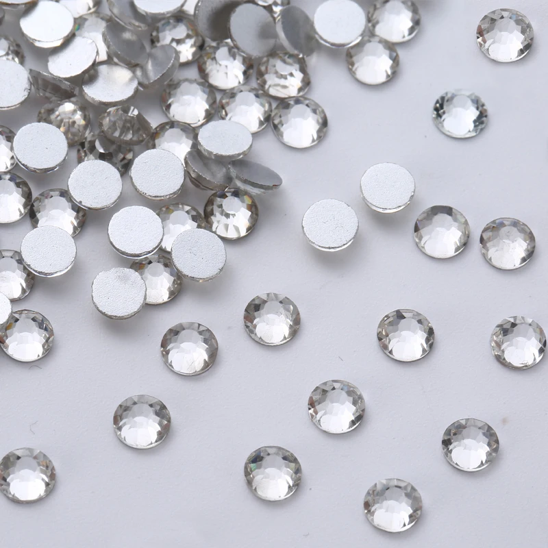 SS3-SS30 White Rhinestones For Nails 3d Flatback Glass Strass Non Hotfix Crystal Charm Nail Art Glitter Decorations