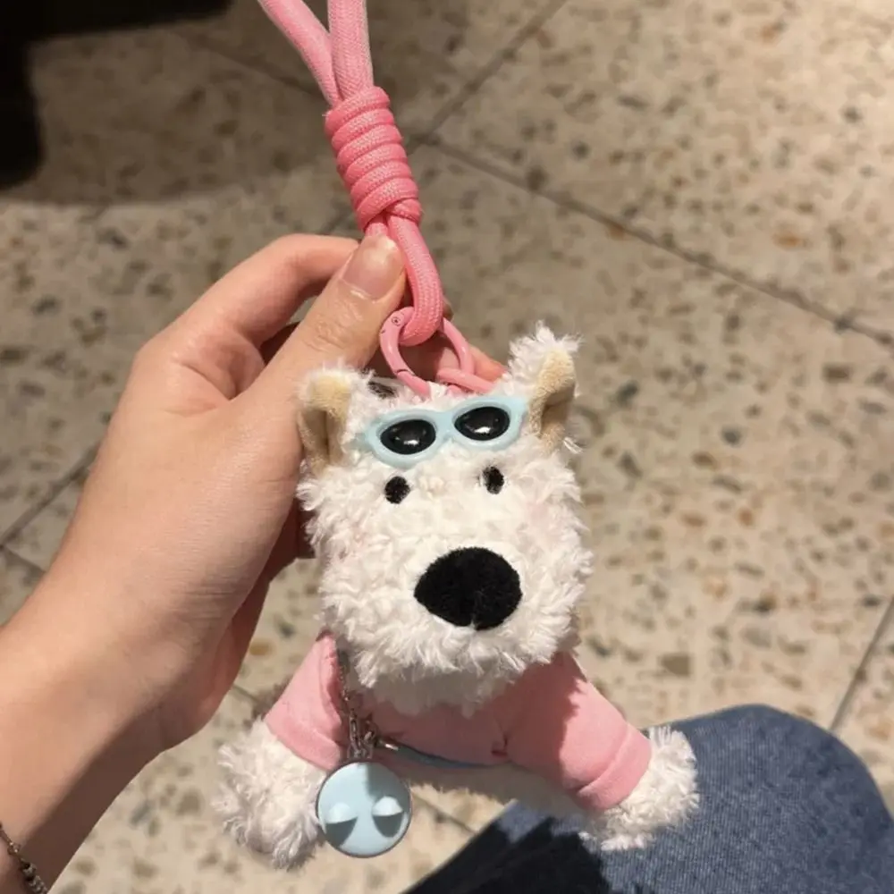 Llavero de perro de West Highland de dibujos animados de moda, muñecos de peluche, colgante para bolso, adorno colgante, mochila, llavero, accesorios para bolso