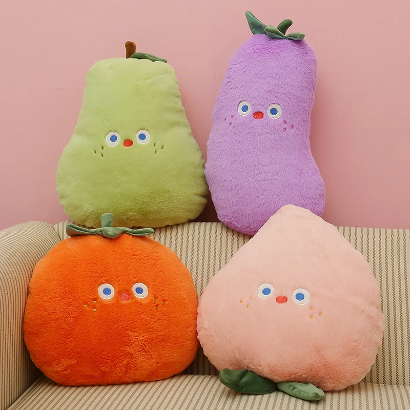 Cartoon Fruits Plush Throw Pillow Toy Cute Stuffed Plant Vegetable Fruits Plushies Cushion Anime Soft Kids Toys GiftsHome Decor