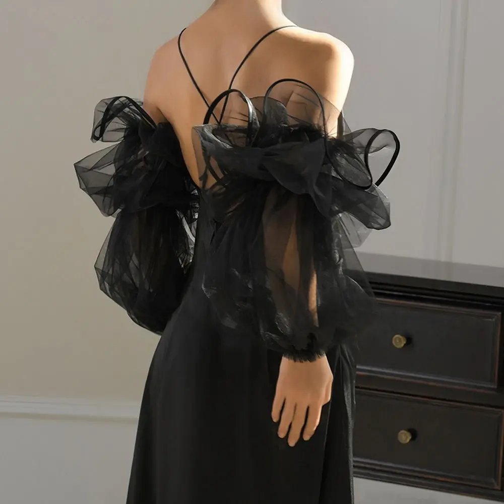 

New Black Color Bridal Sleeves Breathable Soft Bride Removable Sleeves Mesh Arm Sleeves Wedding