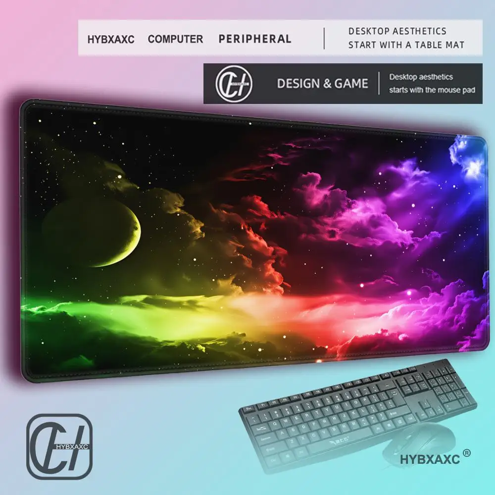 HYBXAXC Space Desk Mat Gamer Mousepads Mouse Pad Office Desk Pads Large Mousepad Gaming Mouse Mats For Computer