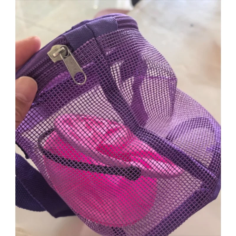 1pc Kids Children Portable Mesh Shell Collection Bag Round Beach Toy Organizer Sand Play Cylindrical Storage Pouch