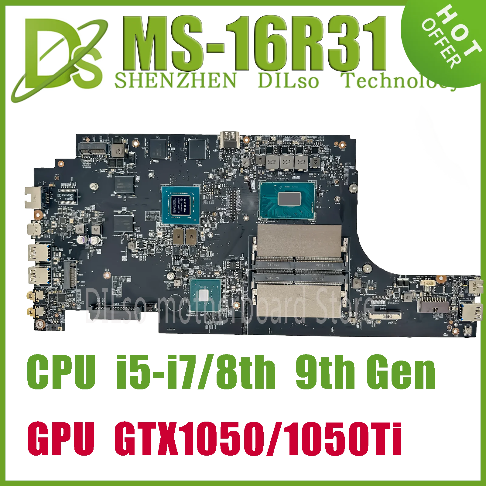 

KEFU MS-16R31 Mainboard For MSI GF63 9SC MS-16R3 Laptop Motherboard W/i5-8300H i5-9300H i7-8750H i7-9750H GTX1050/1050Ti GTX1650