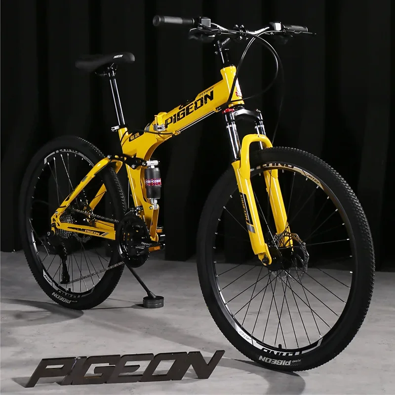 Mountain Bike Men\'s Folding bicycle 26 inch double shock absorption bicycle Teenagers Middle school students Female road adults