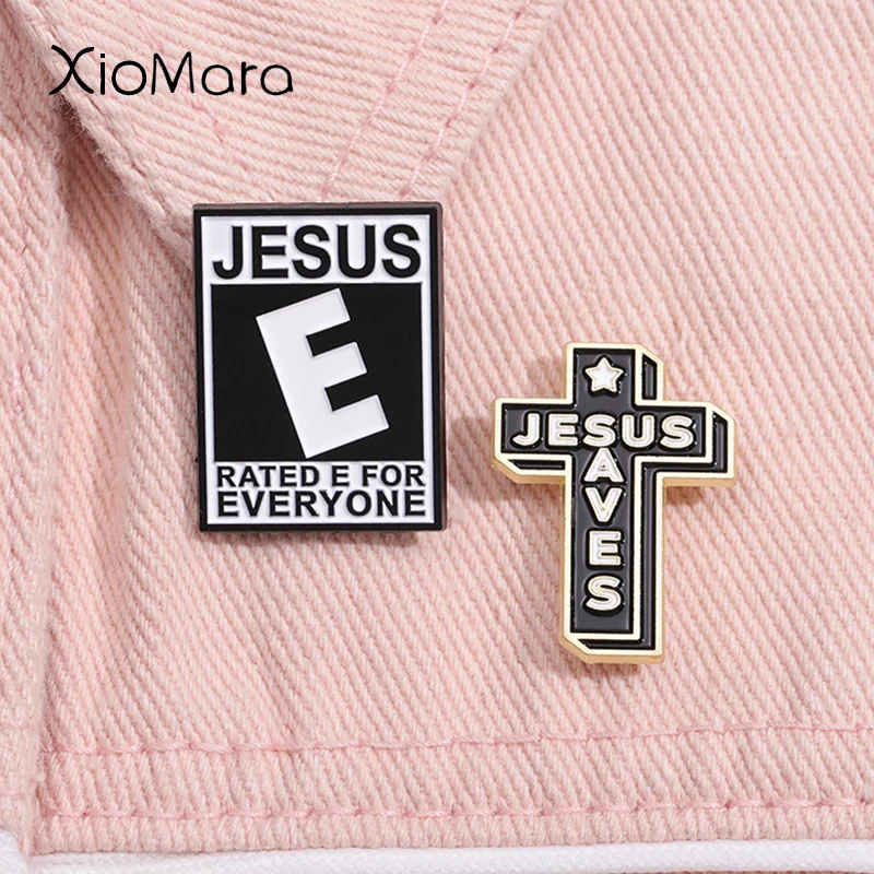 Jesus Saves Enamel Pin Custom Rated E For Everyone Brooch Laple Backpack Clothes Badge Jewelry Decoration For Friends