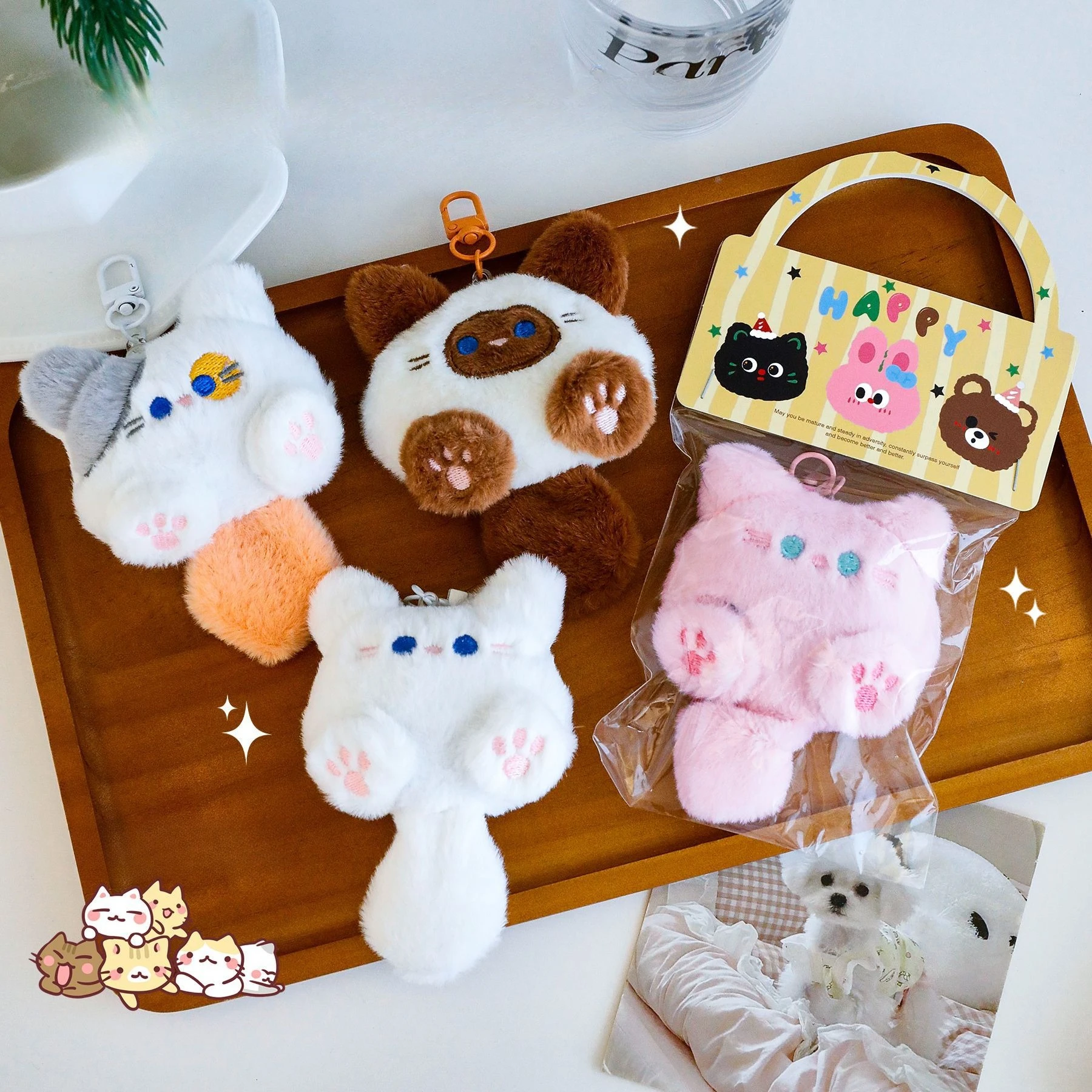 

Милый кот, плюшевая кукла, котенок, плюшевый брелок, мягкий пушистый мультяшный плюшевый брелок с животными, рюкзак, подвеска, аксессуары, подарки для друзей