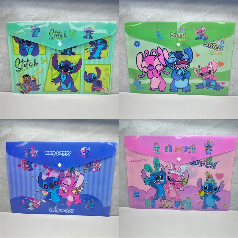 Stitch Snap Button File Bag - Lilo & Stitch A4 Document Bag for Test Papers and Archives