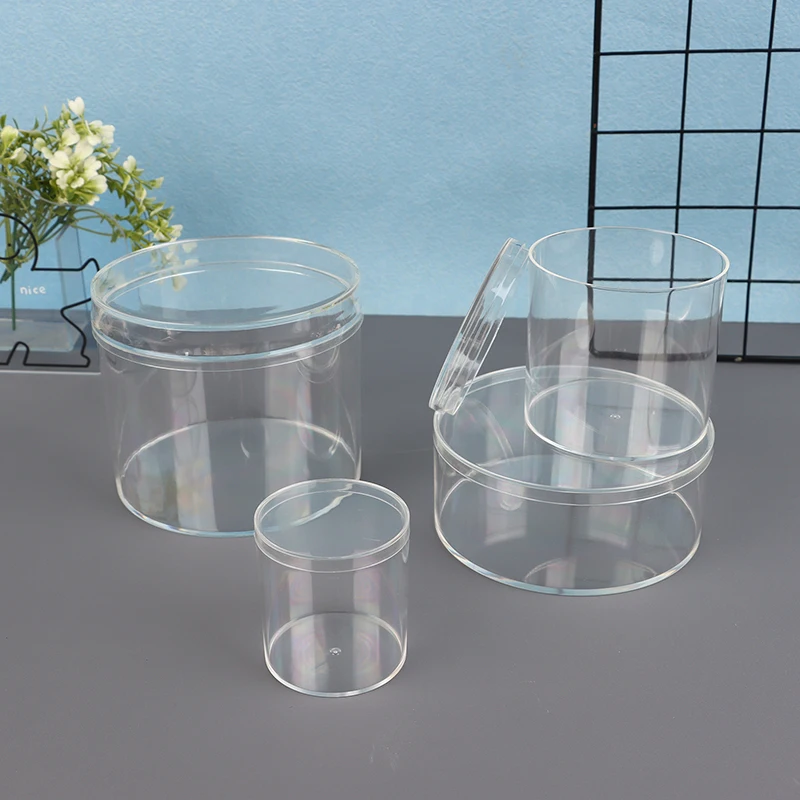 New Acrylic Candy Box Transparent Plastic Round Cake Dessert Box Chocolate Wedding Party Favor Packaging Storage Container