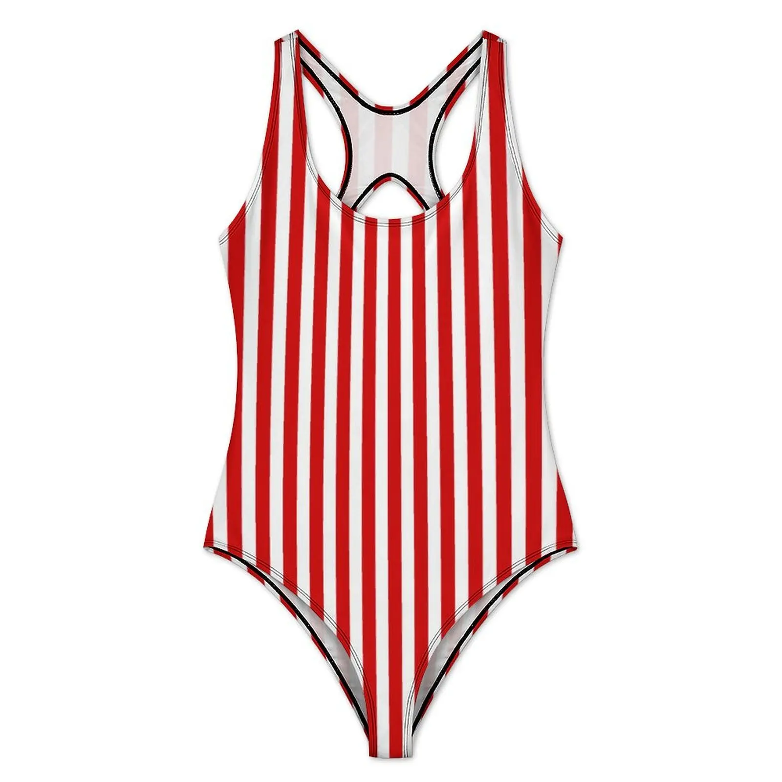 Candy Stripes Swimsuit Sexy Red and White Stripe One Piece Swimwear Push Up Bodysuit Trend Fitness Bathing Suits