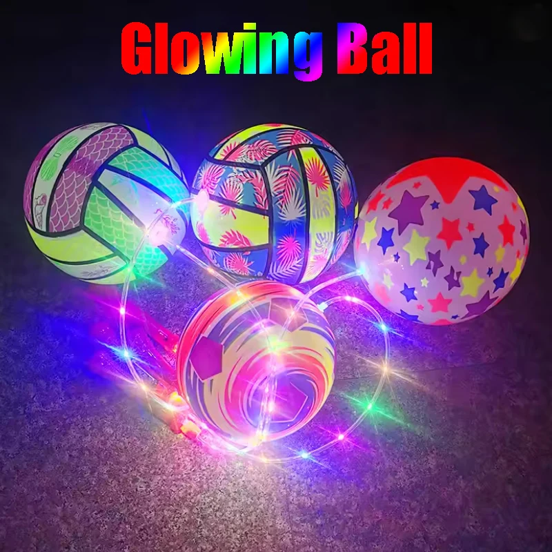 Children's LED Football Night Ball 20cm Inflatable PVC Sports Ball with Glowing Effect for Beach Games Outdoor Activities