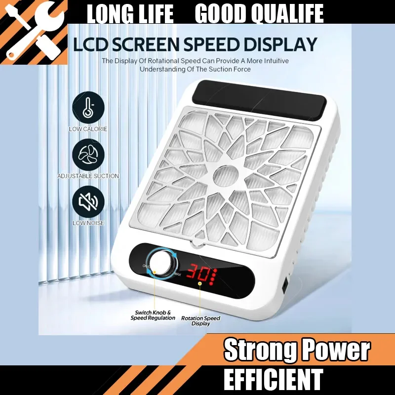 熱風調整可能、強力なネイルダストコレクター、プロ仕様ネイルダストエクストラクター、再利用可能なフィルターツール付き