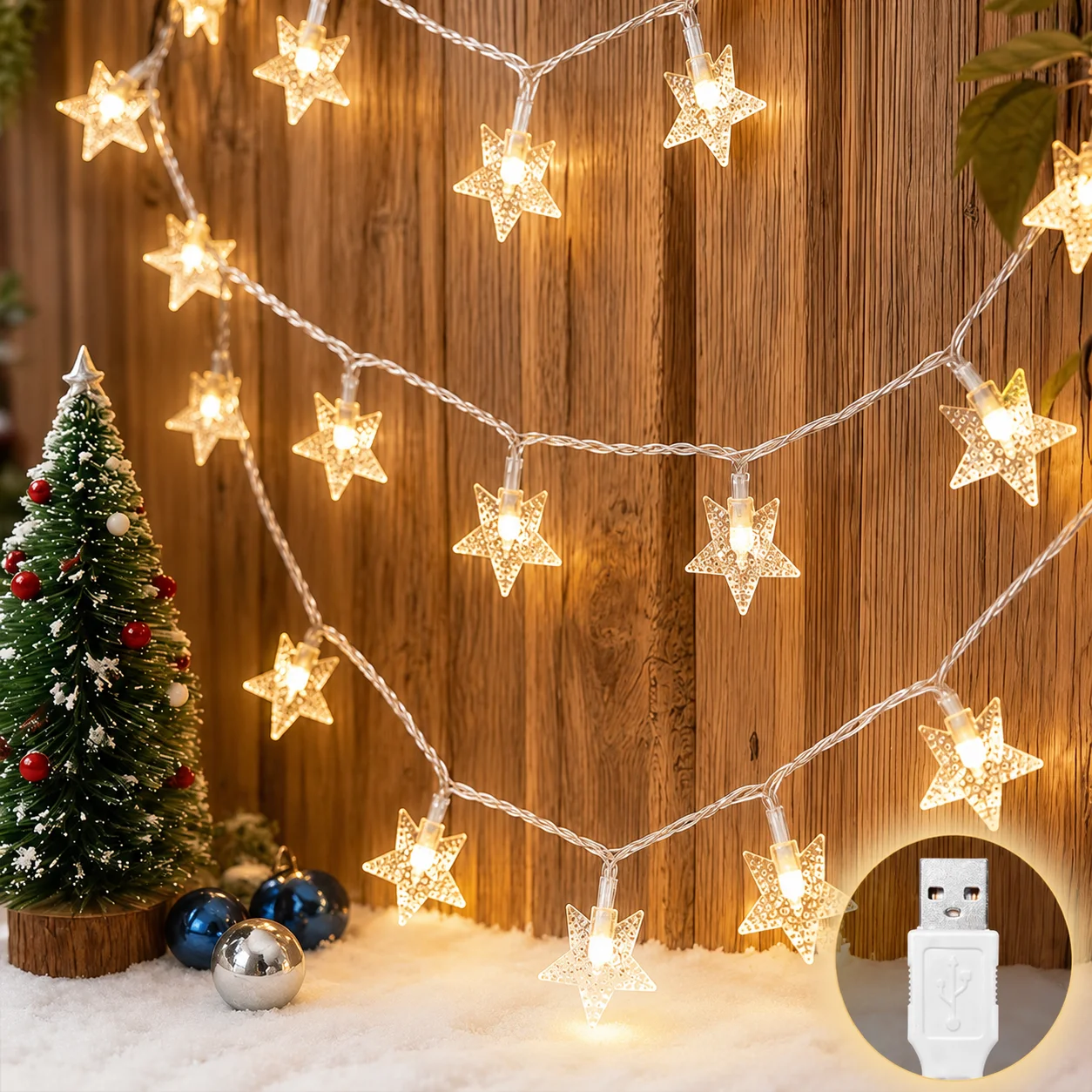 USB/Battery Star Fairy Lights LED String Lamp Warm White Colorful 1.5M10LED-10M80LED for Indoor Wedding Christmas Home Decor!