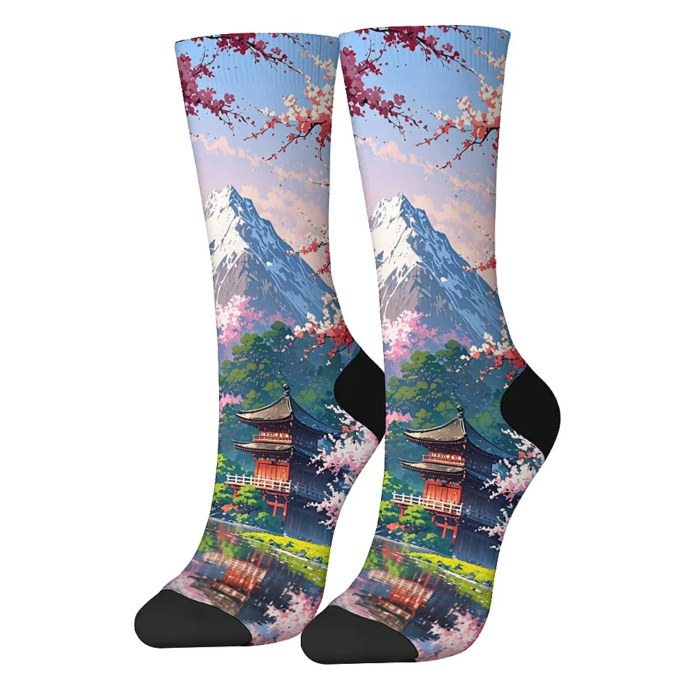 Chaussettes confortables et respirantes pour hommes, art du Mont Fuji, style art rétro, loisirs de plein air, nouvelle mode, équipage intéressant