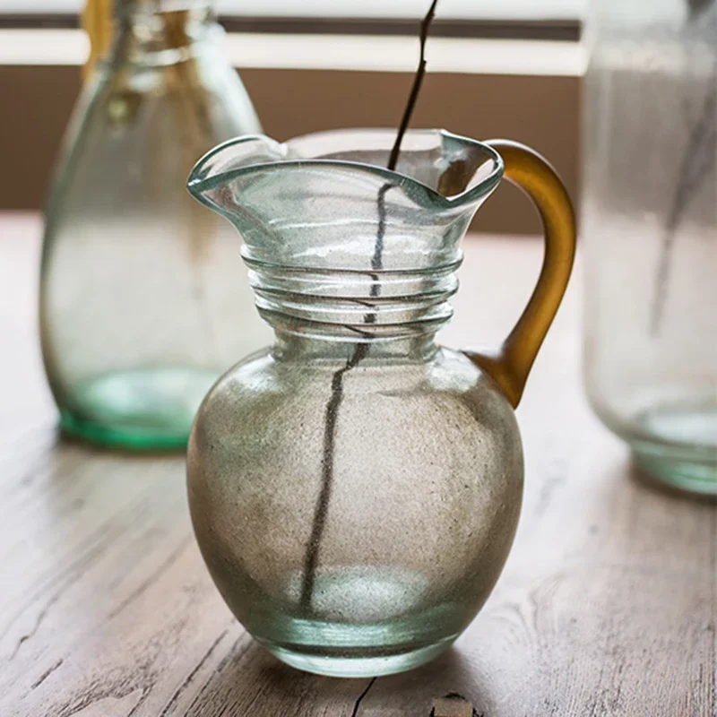 Pearly Retro Glass Vase Quicksand Gold Decorative Ornaments European Simple Vase Desktop Decorations Flower Pot Вазадекор Украше