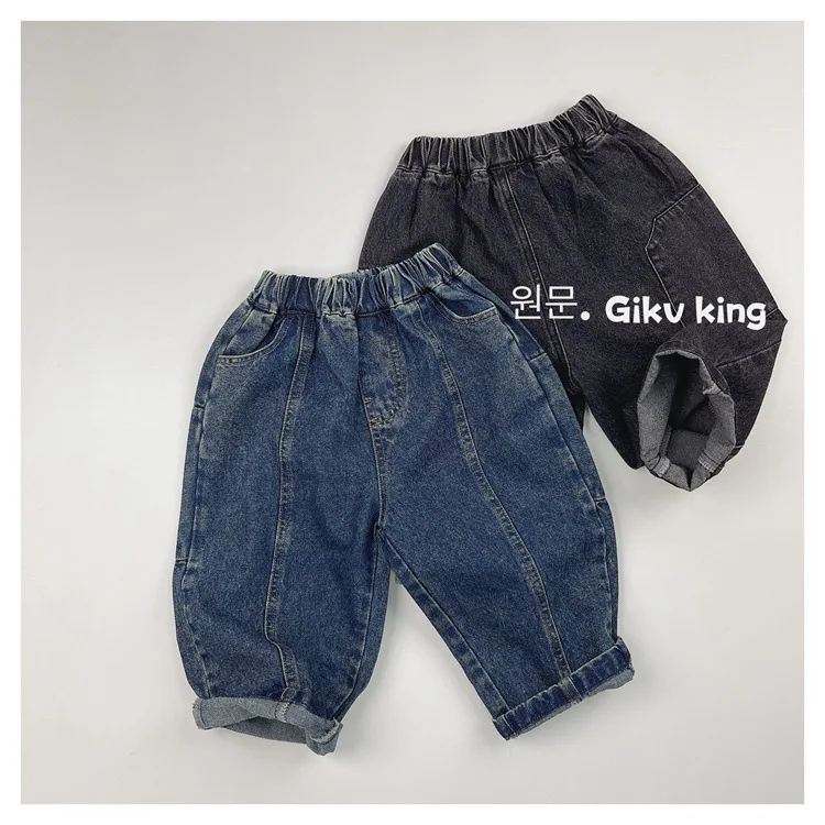 2024 Spring New Children Vintage Denim Trousers Toddler Boys Girls Loose Straight Leg Pants Kids Fashion Casual Versatile Jeans