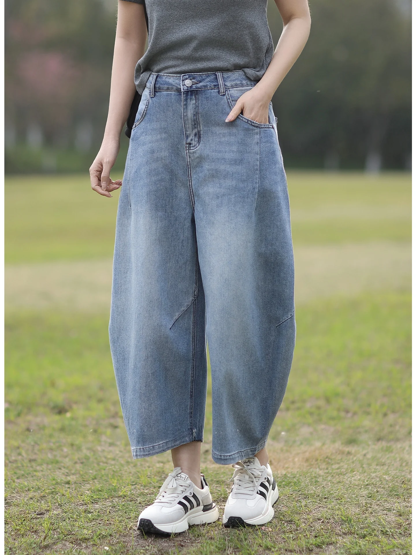 

Женские джинсы свободного кроя, весенняя коллекция, модель Eighteen Hundred, брюки-баллоны, повседневные универсальные джинсы из денима с эффектом похудения