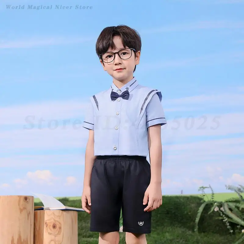 Uniforme escolar de verão, fantasia de jardim de infância infantil, meninos, estilo acadêmico, roupas esportivas, meninas, vintage, conjunto de duas peças