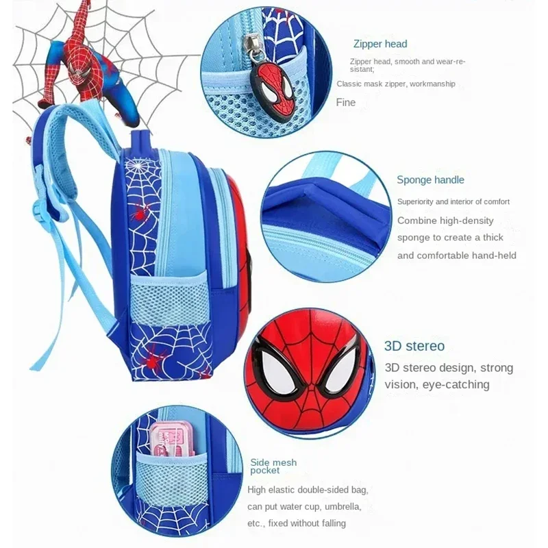 Sac à Dos d'École de Dessin Animé Spider-Man avec Motif de Smile Hero Stéréo 3D, Sacoche de Maternelle Mignonne, Cadeaux pour Enfant Garçon