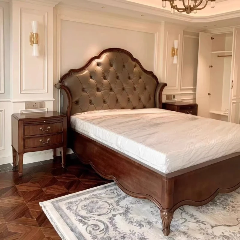 

Soft bag leather bed, master bedroom ear wing bed, European double bed