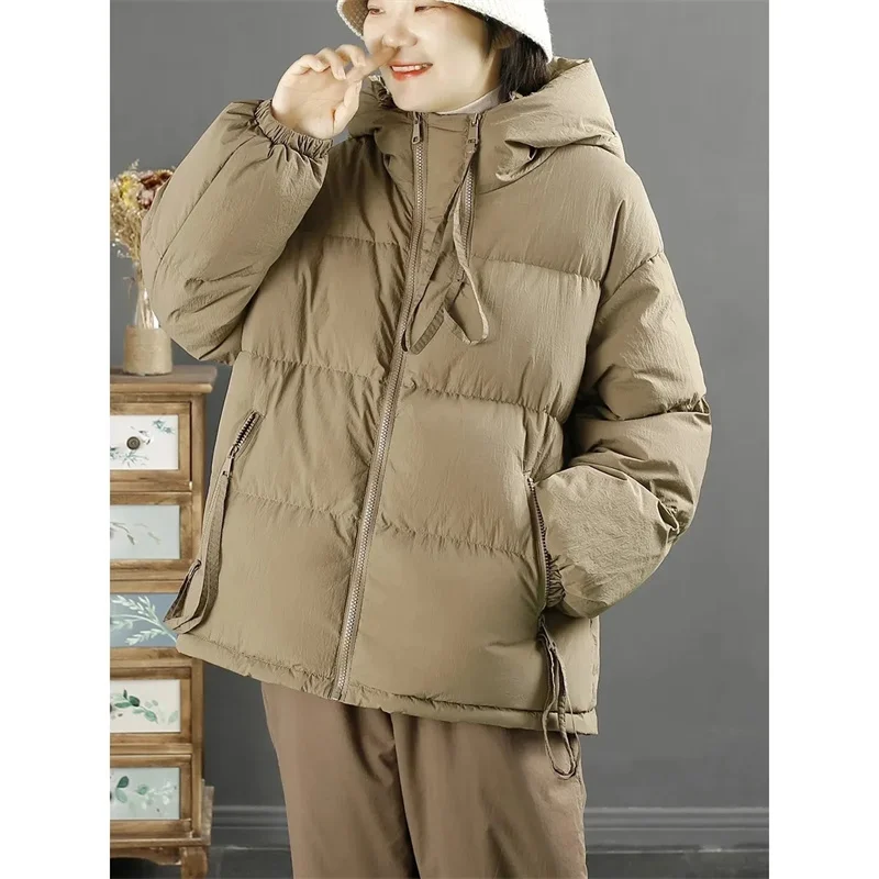 Cotton Jacket Women\'s Winter Thin Edition 2024 New Popular Cotton Jacket Female Fashion Hooded Loose Small Cotton Jacket Coat