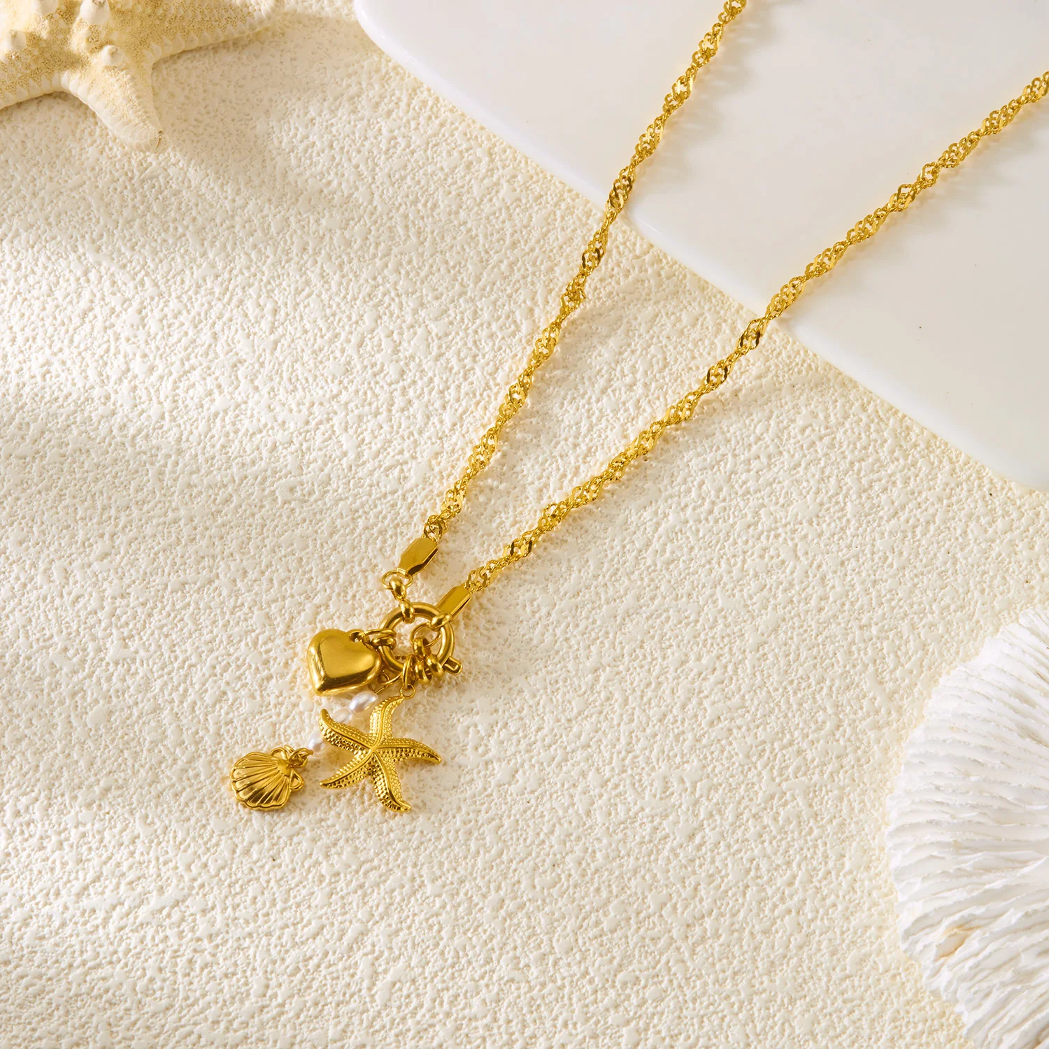 Mode Edelstahl Metall Conch Halsketten für Frauen Nette Shell Quaste Keramik Fisch Halsketten Party Täglichen Schmuck Geschenke – Detail 17
