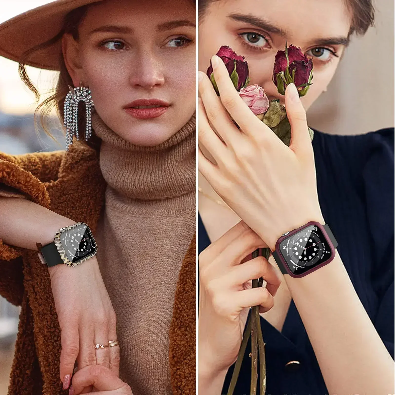 2 pièces verre trempé + couvercle pour boîtier de montre Apple 44mm 40mm 42mm 41mm 45mm PC protecteur d'écran pare-chocs iWatch série 9 8 7 6 5 3 se