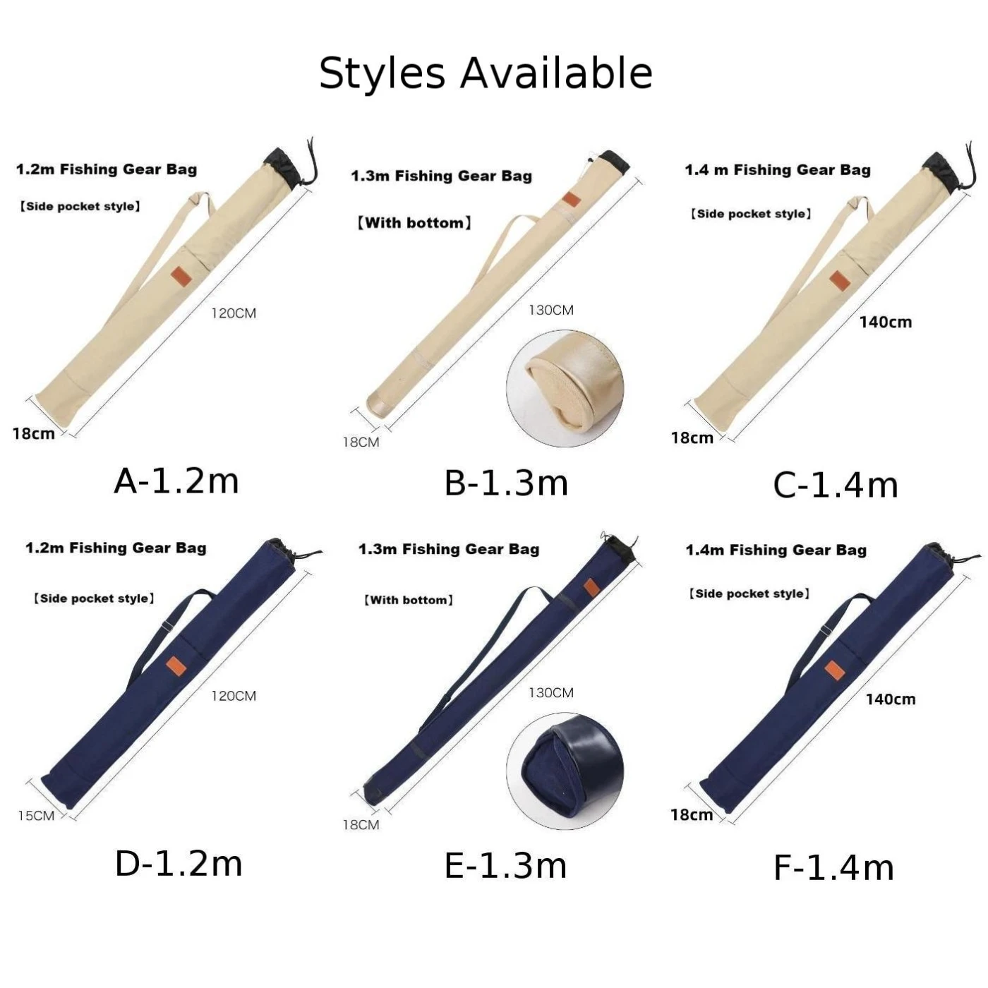 

For Fishing Gear Storage & Transport Waterproof Canvas Fishing Pole Bag Side Pockets Reinforced Structure Spacious Compartments