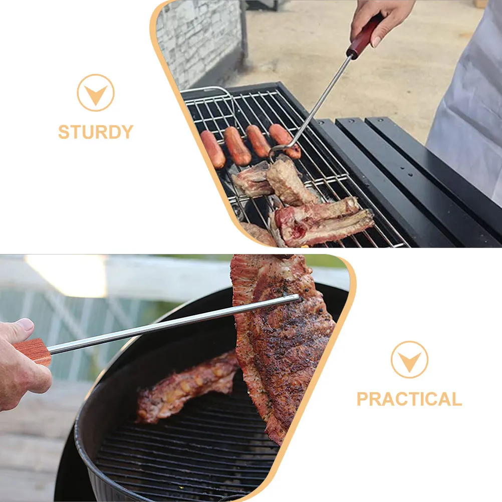 

2 Pcs Stainless Steel Meat Hook Barbecue Flipper Small for Grilling Wooden Food