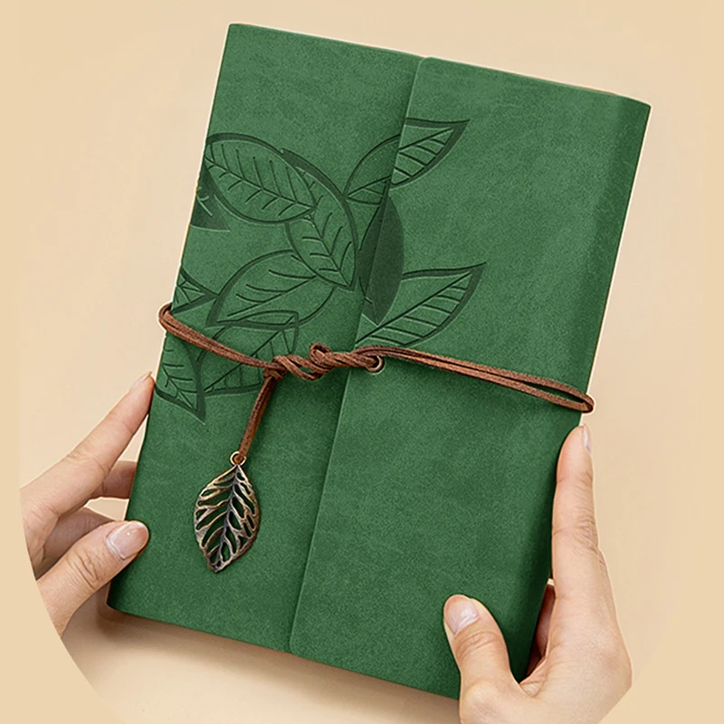 Leather Photo Album Photographs Scrapbook Book Ring Binder Photo Albums Self-adhesive Memory Books 8 inch Gifts Leaves Printed