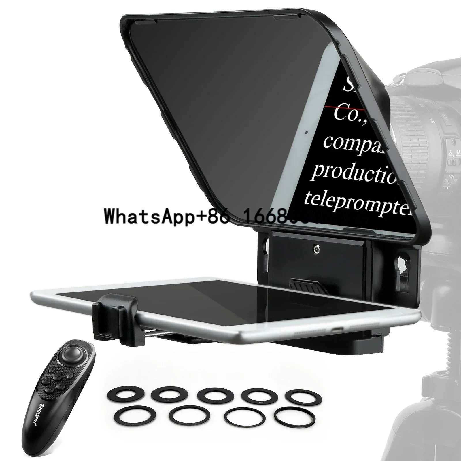 Teleprompter Desview T3-11inch Portable Kit with Transparent Mirror Glass & Remote Control，Compatible with Phone & Tablet