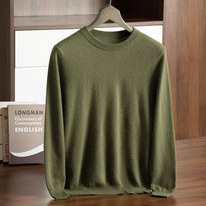 High-Grade 100% Cashmere Sweaters Winter Fashion Warm Men\'s Sweater Solid Slim Fit Men Pullover Autumn Casual Round Collar Shirt