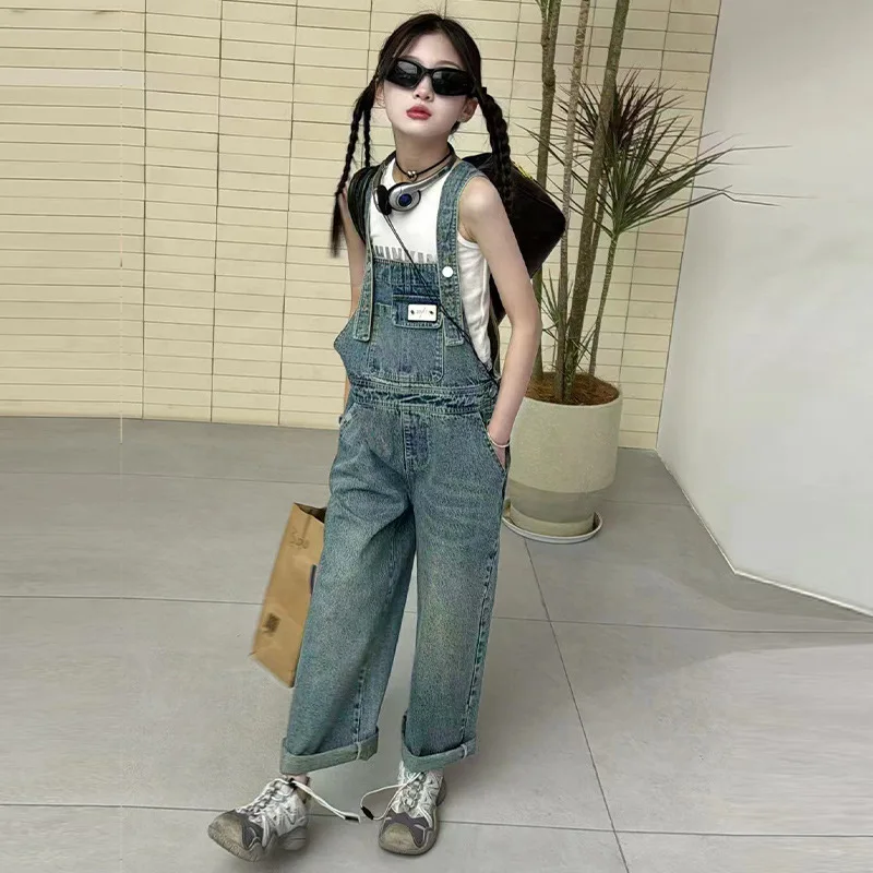 Teens Girl Jeans Overalls For Spring Autumn New Kids Denim Rompers Child Denim Jumpsuits Children Jeans Pants for Girls Overalls