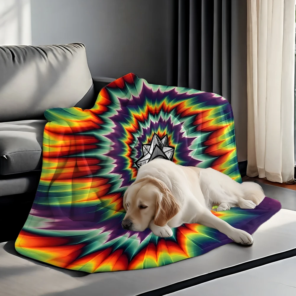 Psychedelic Eye Burst Color Flannel Blanket Soft Cozy Throw Blanket for Bed Sofa Couch Fuzzy Plush Bed Cover