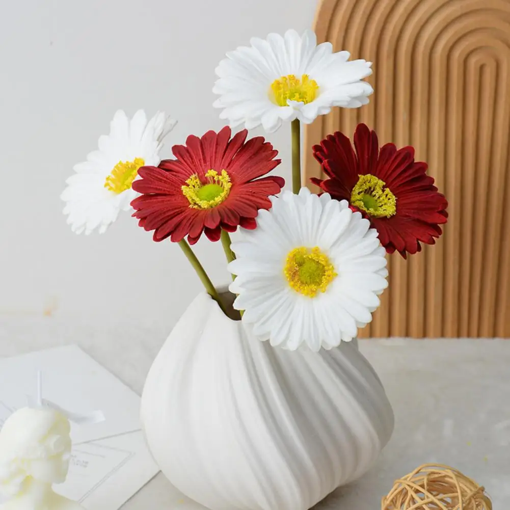 

Artificial Gerbera Jamesonii with Stem Realistic Fake Silk Flower Home Office Faux Flower Branch Floral Arrangement Decoration