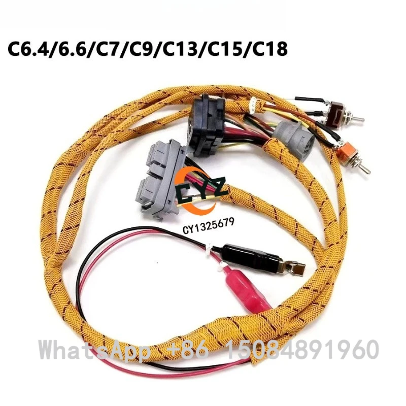 Câble de test de démarrage du moteur C6.4 C7.1 C9 C13 C15, câble de diagnostic ECU pour carte électronique de moteur d'excavatrice