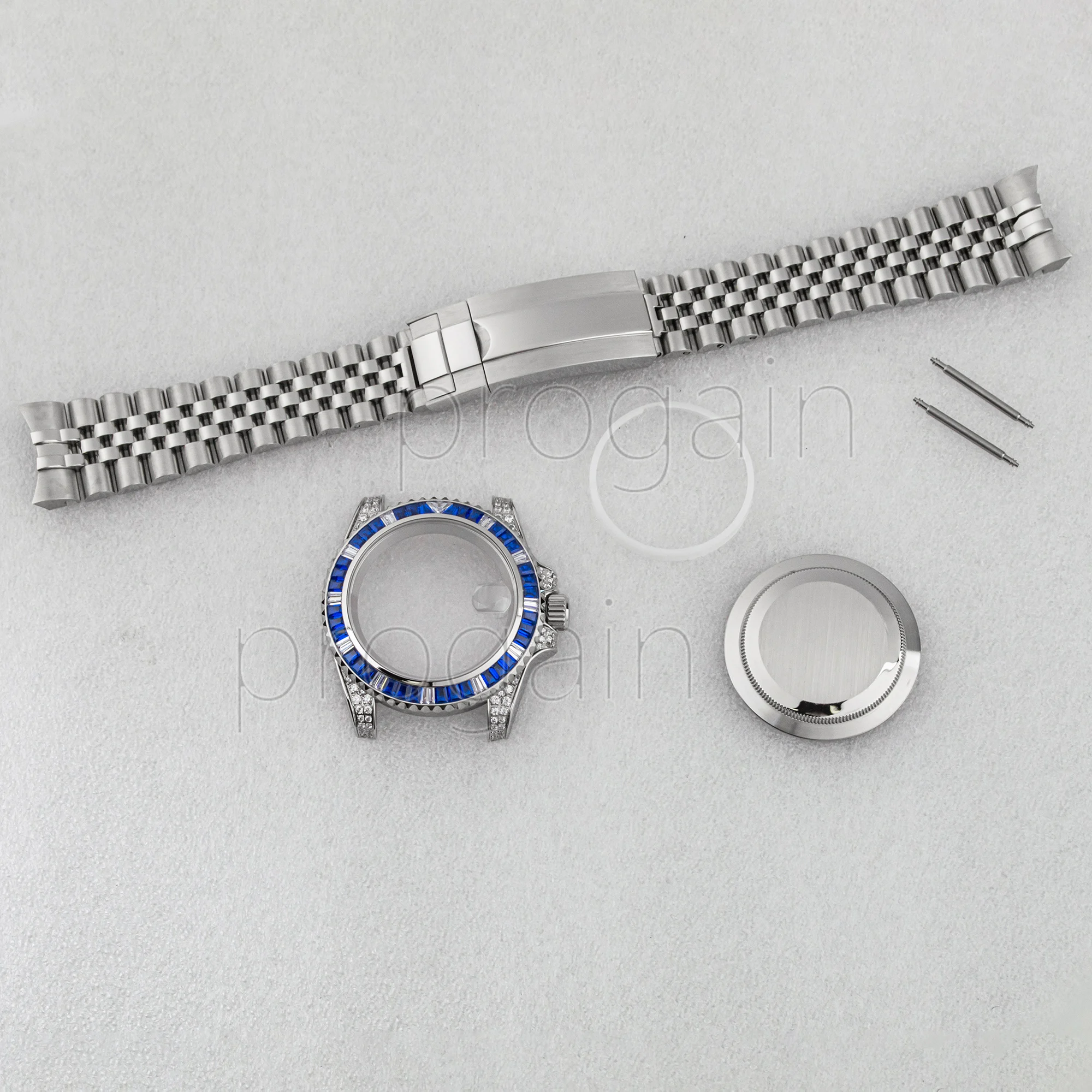 Nh35 Gehäuse 40mm Diamant uhr 20mm Armband fünf Perlen Vergrößerung solide/klare Gehäuse boden für Sub gmt 28,5mm Zifferblatt nh36 Uhrwerk