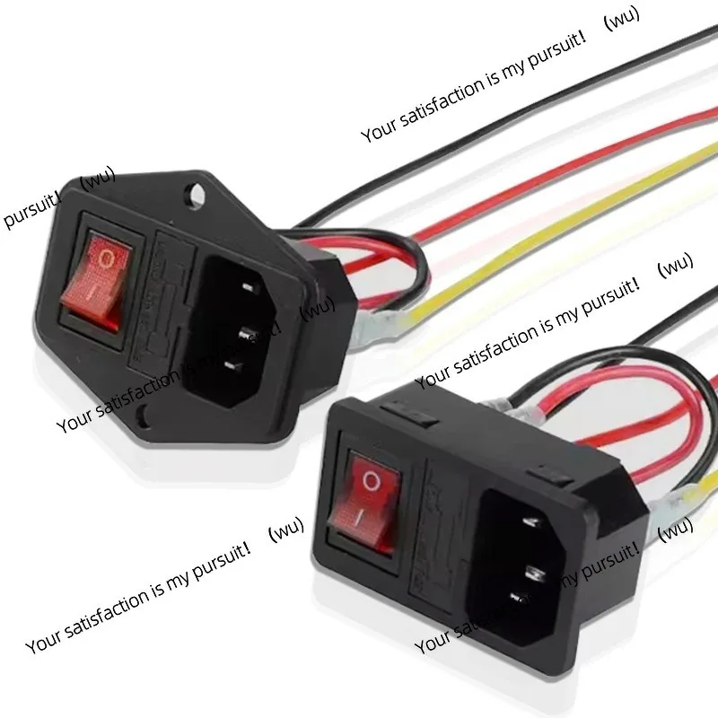 23pcs 20/110V 6A power switch male socket with fuse, suitable for AC power socket wiring, suitable for 3D printer accessories