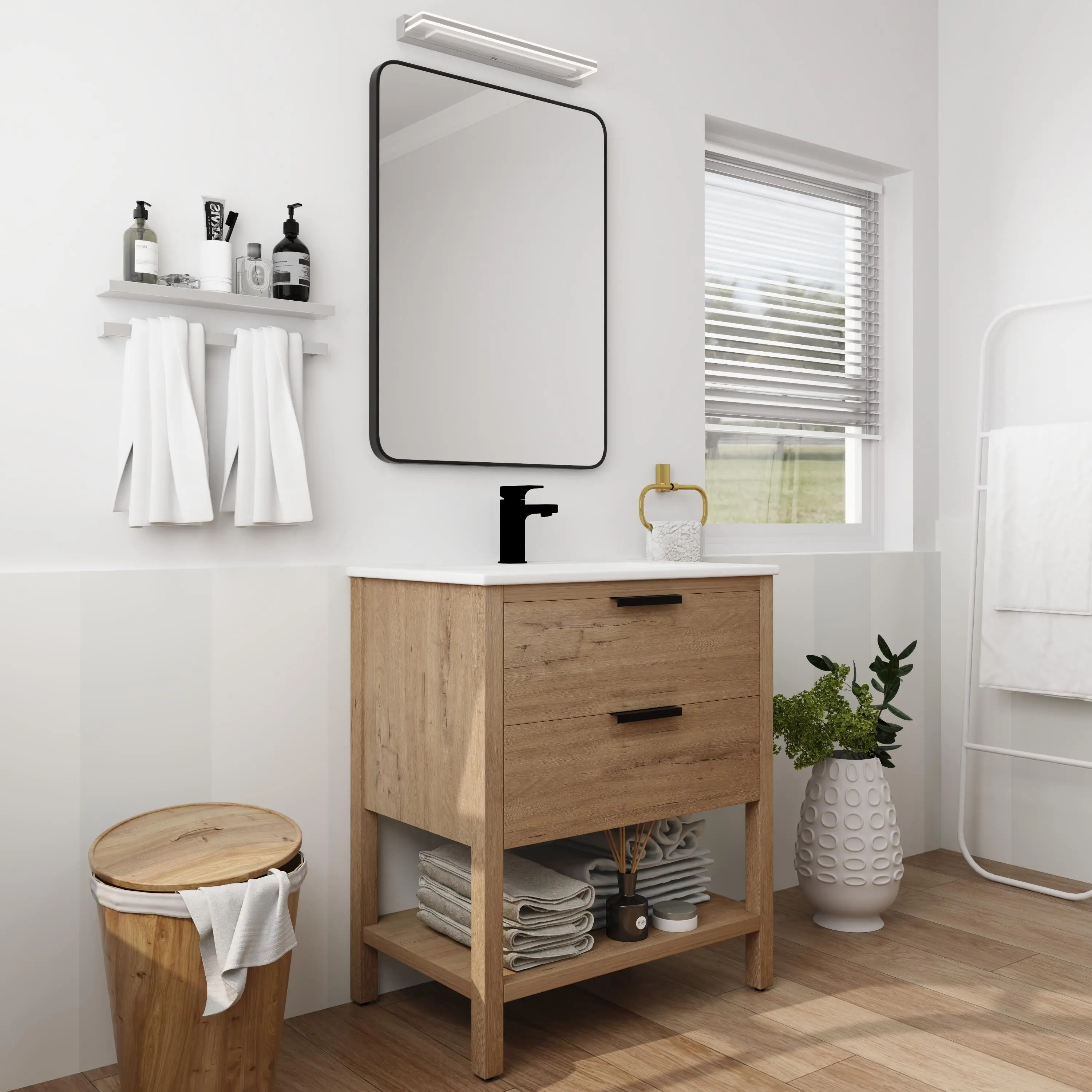 30 Inch Plywood Bathroom Vanity with 2 Drawers - Modern Storage Solution