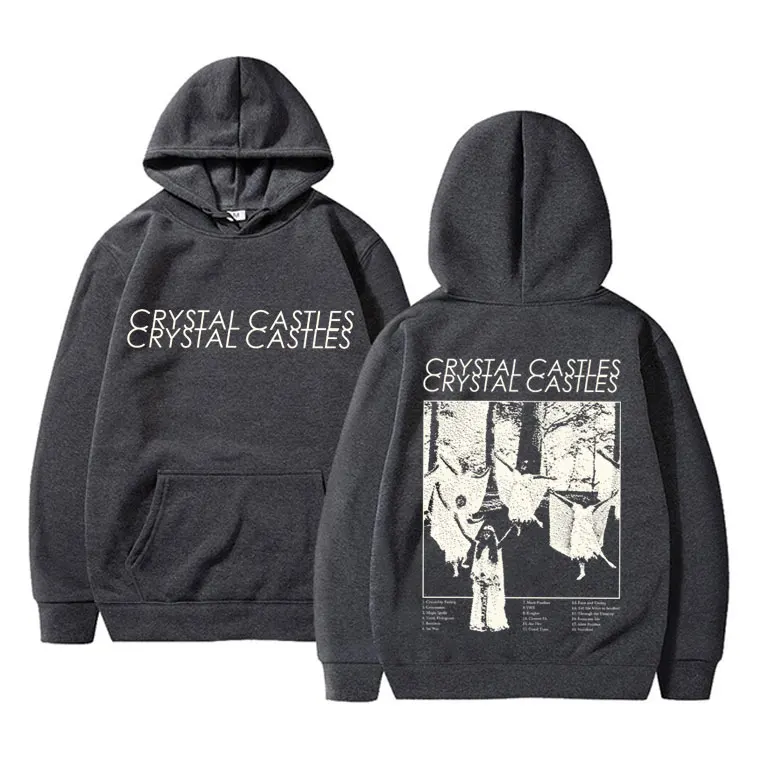 Vintage Crystal Castles Band Hoodie Men Women Gothic Punk Rock Hooded Sweatshirt Men's Fashion Loose Oversized Pullover Hoodies