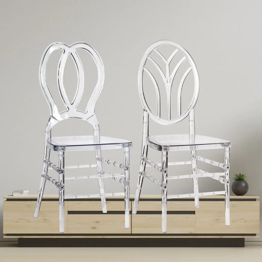 #Hot Style Banquet Hotel Wedding Events Transparent Clear Resin Chiavari Dining Chair Disassembled Phoenix Design for Outdoor