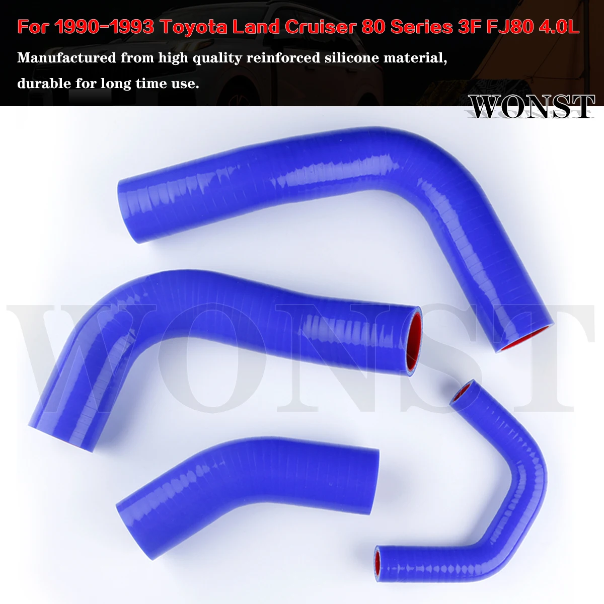 4Pcs Silicone Radiator Coolant Hoses Tubes Kit For 1990-1993 Toyota Land Cruiser 80 Series 3F-E FJ80 4.0L