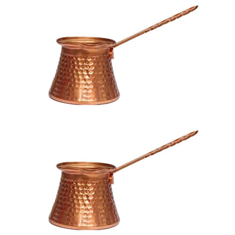 

2X Turk Turkish Coffee Pot Coffee Turk Turkish Copper Coffee Maker For Turk Cezve Cafeteria Metal Handle Cevze